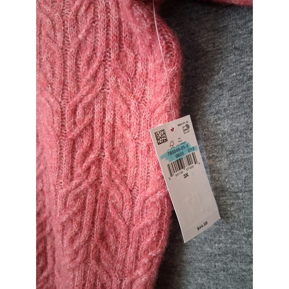 NEW‎ Old Navy Womens Sweater 3X Pink Wool Blend Ruffle Collar Crop Soft Stretch